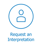 Request an Interpretation text with person icon 
